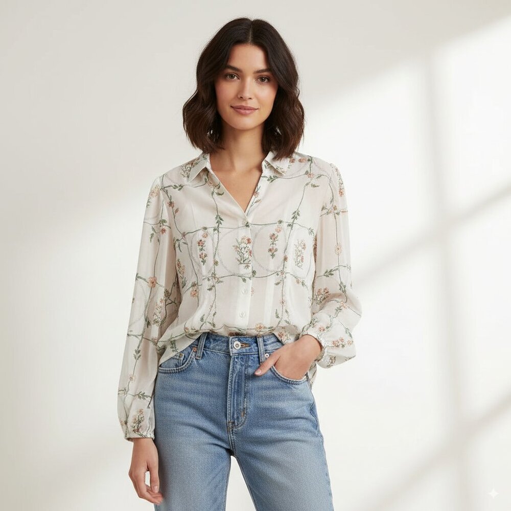 NWT Sancia Palmer Relaxed Button Down Shirt Top in Marigold